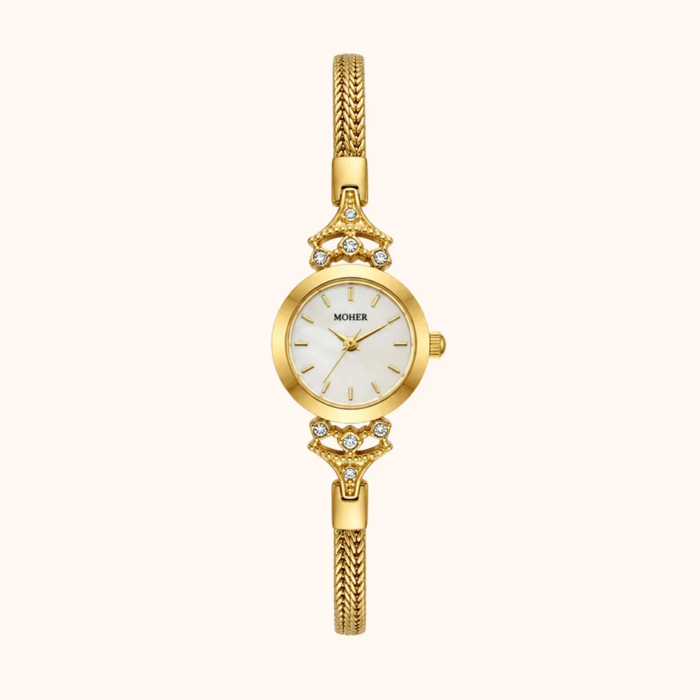 ChicFaith Gold Small Face Slim Chain Bracelet Watch for Women