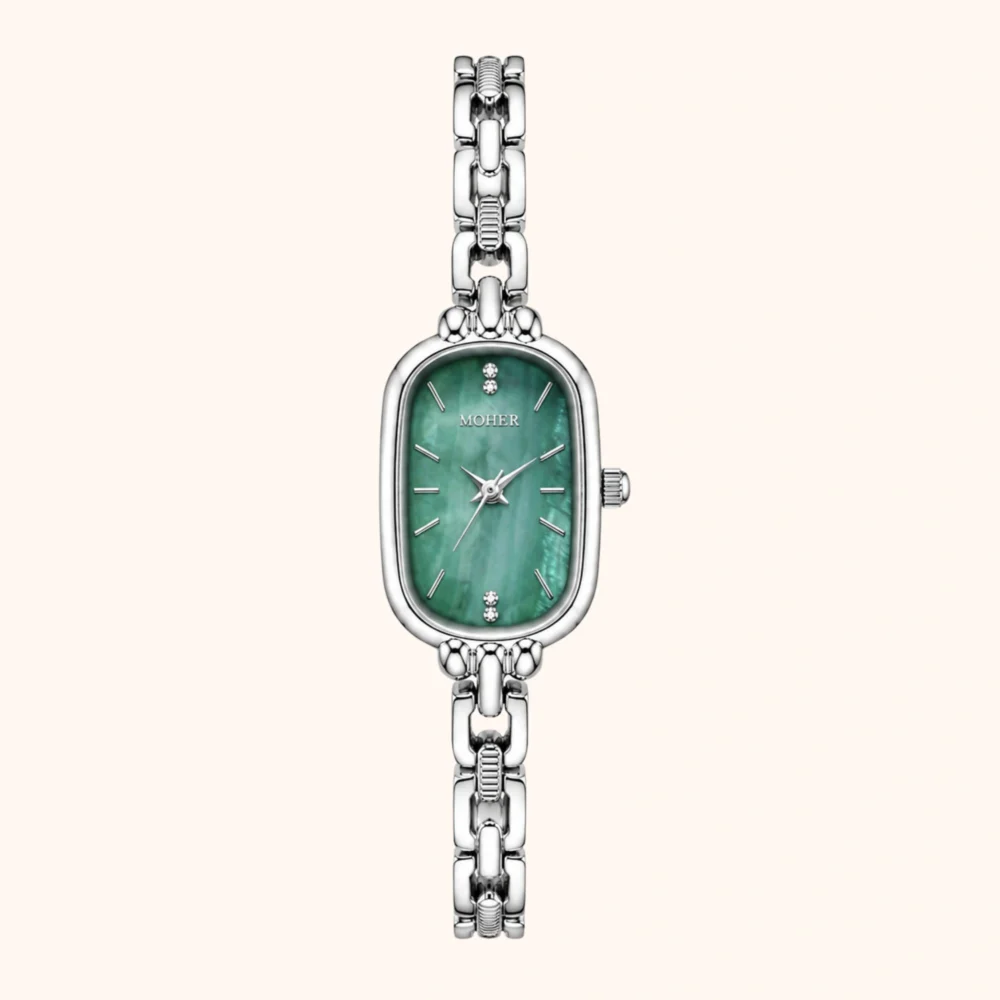 ChicFaith Mint Green Mother of Pearl Dial Silver Bracelet Watch for Women
