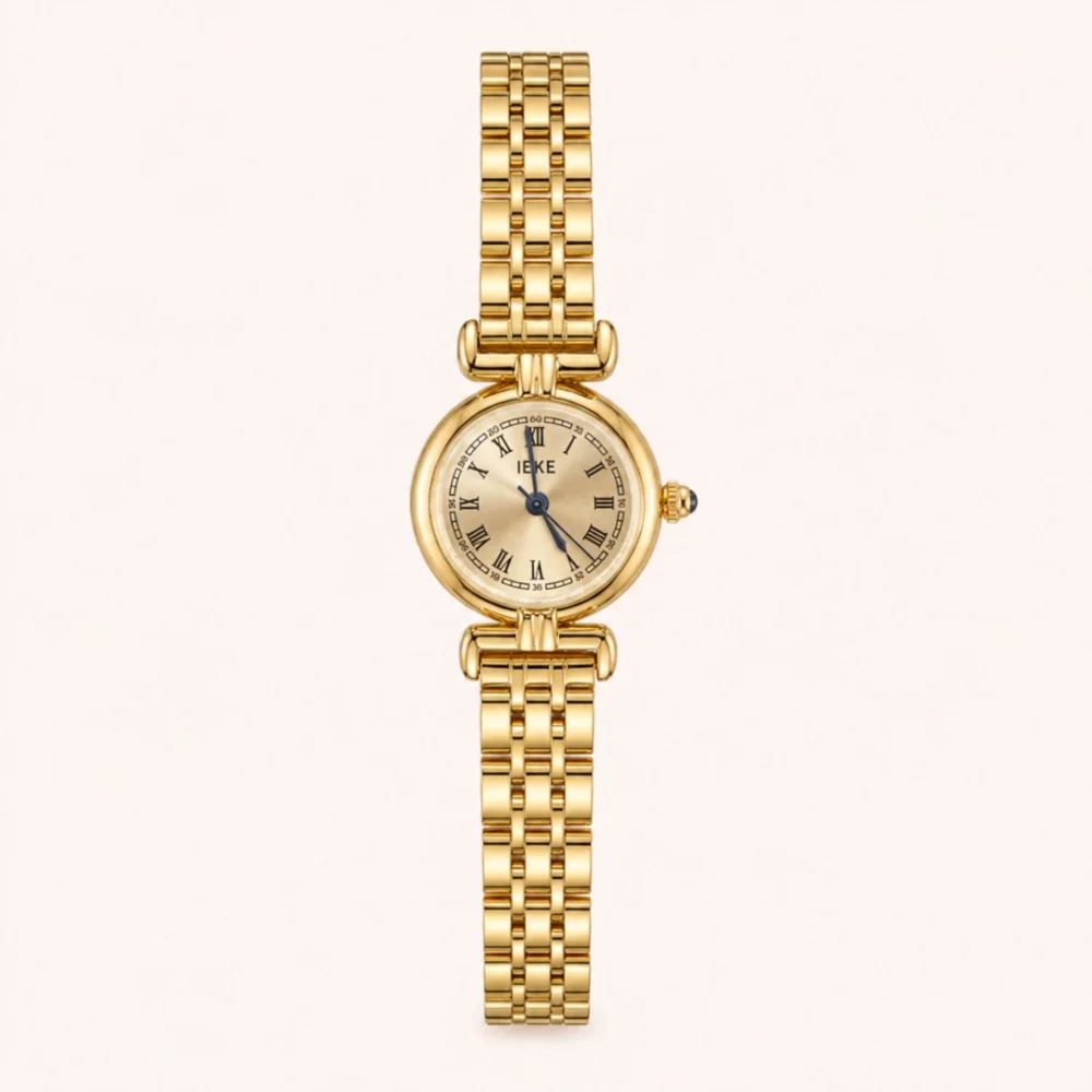 Dainty Gold Round Small Face Roman Numberal Watch for Women