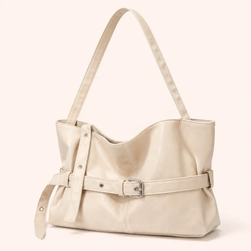 Retro Beige/Brown/Black/Red Leather Hobo Shoulder Women's Bag