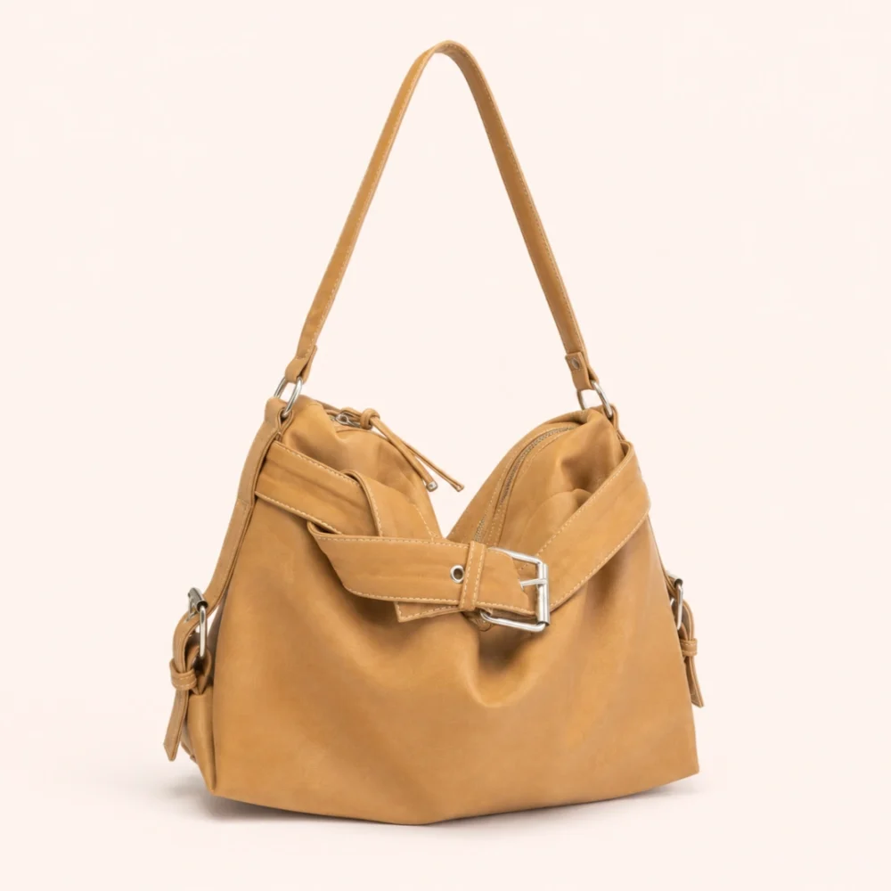 Vintage-Inspired Camel/Green/Brown/Black Leather Women's Shoulder Hobo Bag