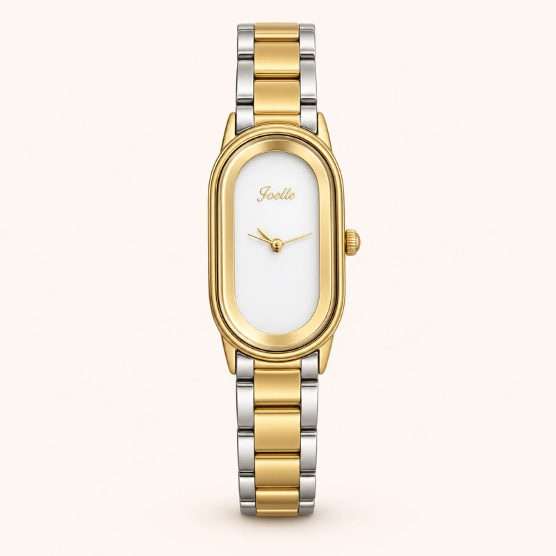Old Money Vintage Oval Two-Tone Gold Silver Bracelet Watch